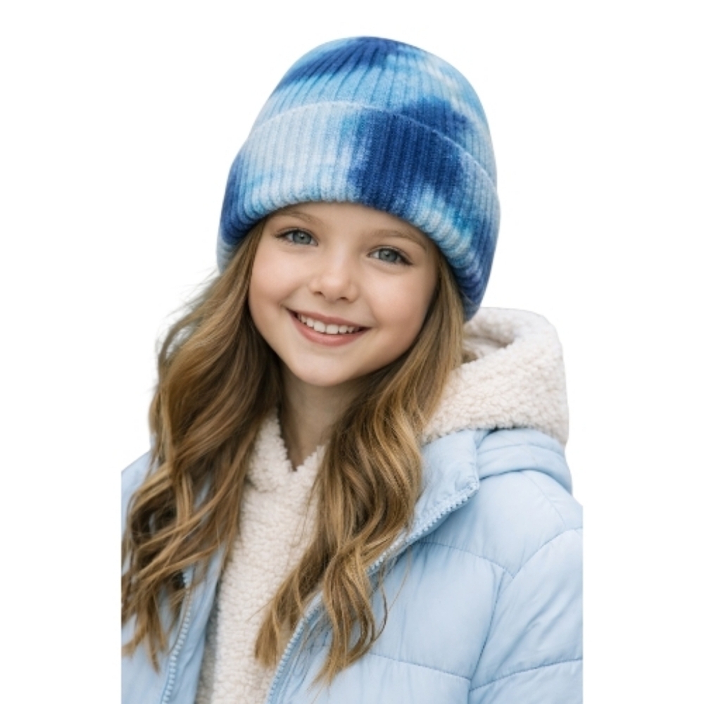 Gianni Bini NWT Girls Blue White Tie Dye Hat One Size